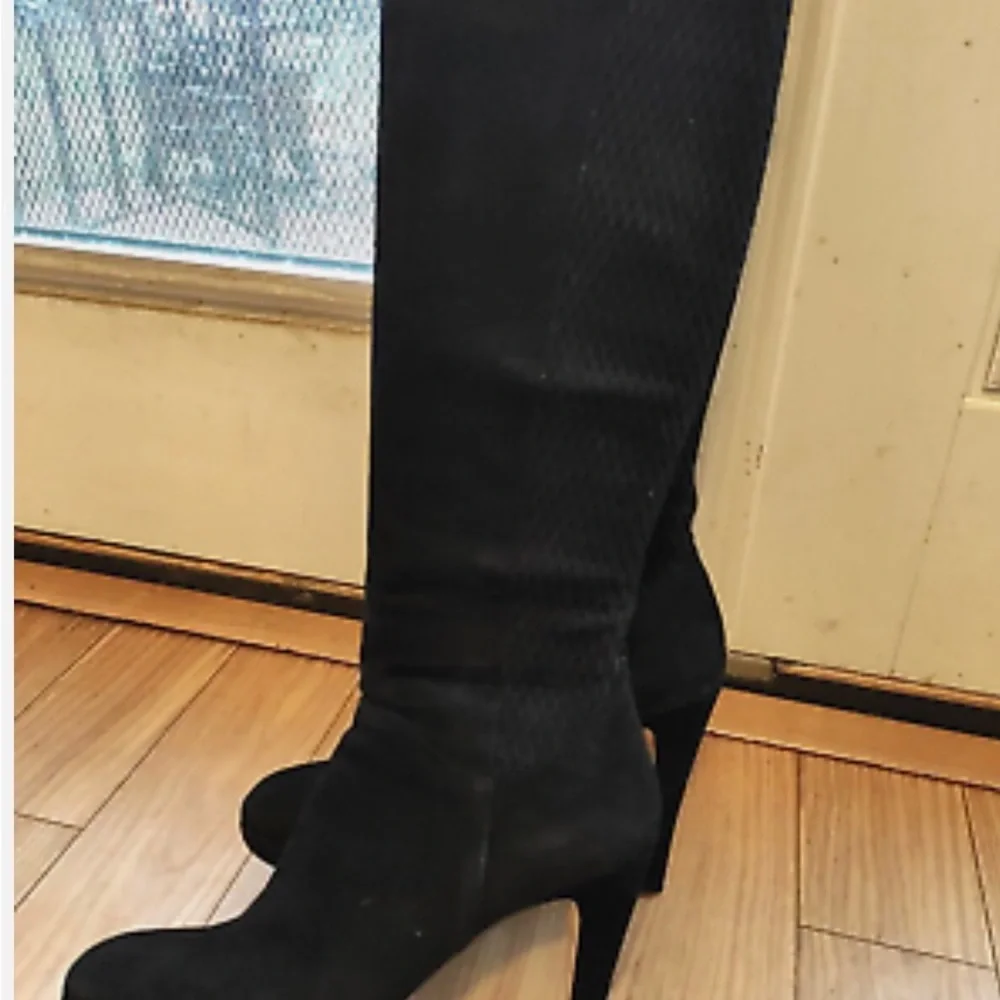 Luxury Designer Vince Camuto Eliana Black Stretch Suede Over The Knee Boot